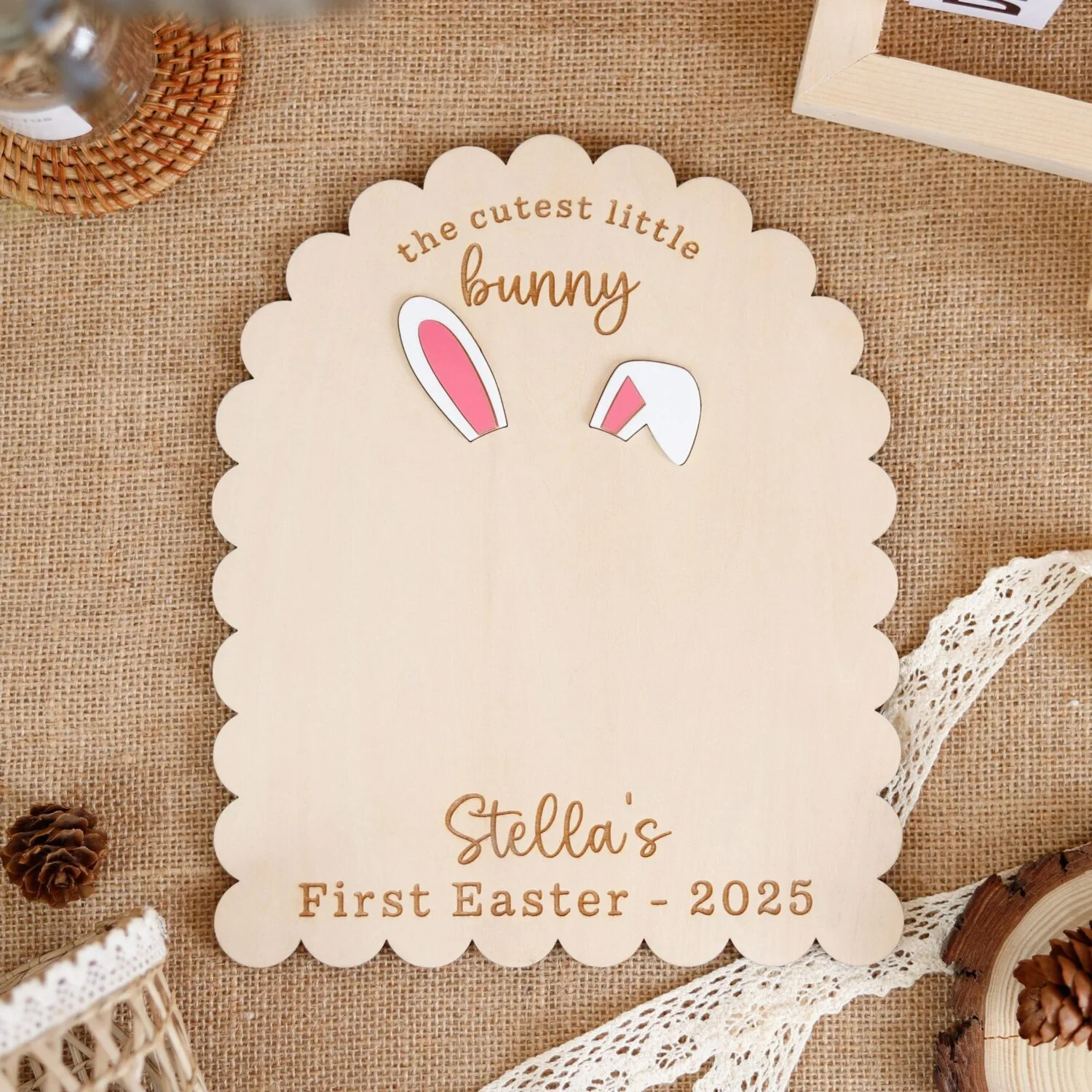 Personalized Easter Bunny Footprint Sign - Grandma’s Precious Keepsake
