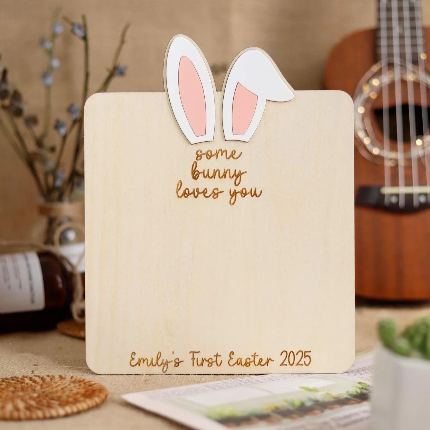 Personalized Baby 2025 Easter Bunny Footprint Sign - A Hoppy Keepsake Gem