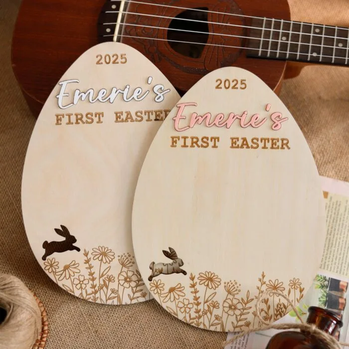 Personalized Baby Easter Footprint Art Sign - A Springtime Keepsake Bloom