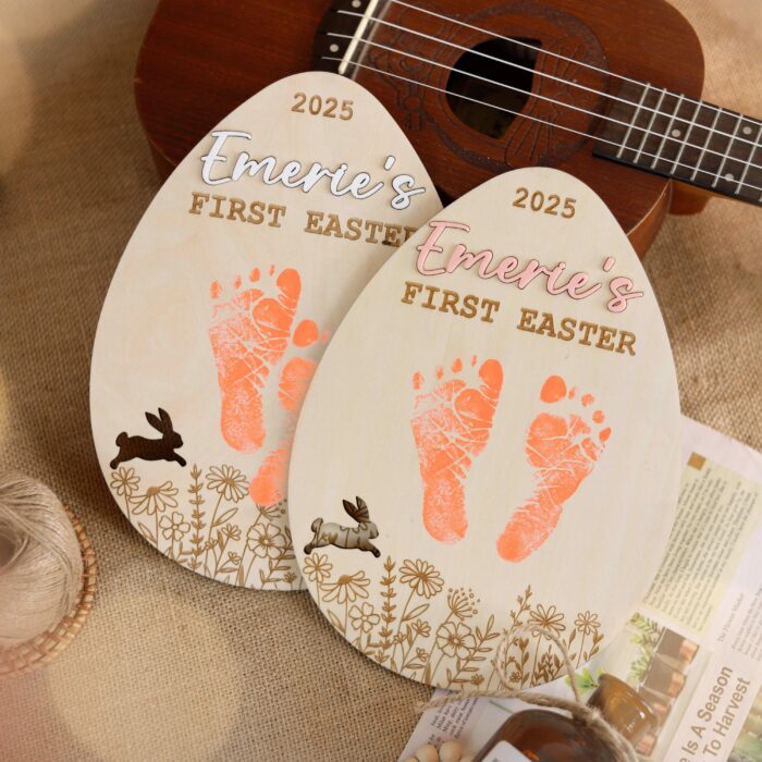 Personalized Easter Baby Footprint Art Sign | Custom Keepsakes | Personalized Footprint Ornaments - Image 7