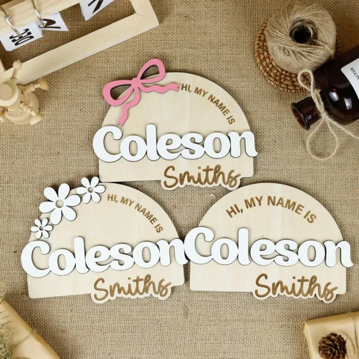 Personalized Baby Name Announcement Wood Sign - Custom Newborn Keepsake Plaque
