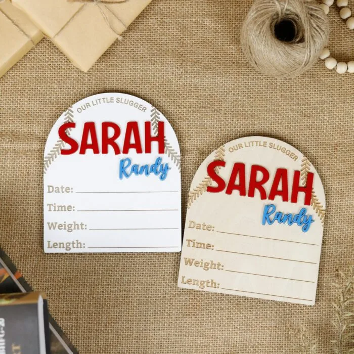 Personalized Hospital Baby Birth Stat Sign with Baseball Theme - Custom Wooden Keepsake