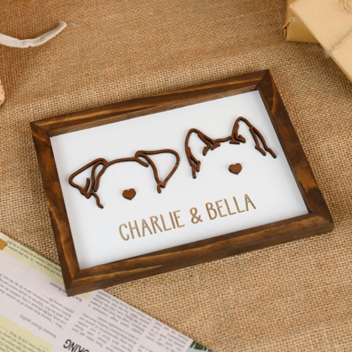 Personalized Dog Ear Artwork | Custom Wood Framed Pet Memorial Decor with Name | Unique Gift for Dog Lovers - Image 4