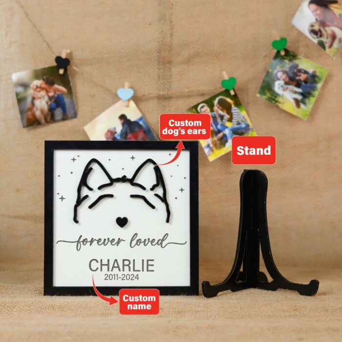 Personalized Dog Ear Art | Custom Wood Pet Memorial Wall Decor | Unique Framed Keepsakes - Image 4