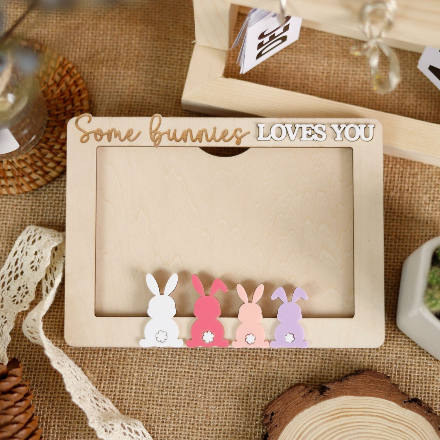 Personalized Easter Bunny Photo Frame - Some Bunnies Love You Keepsake