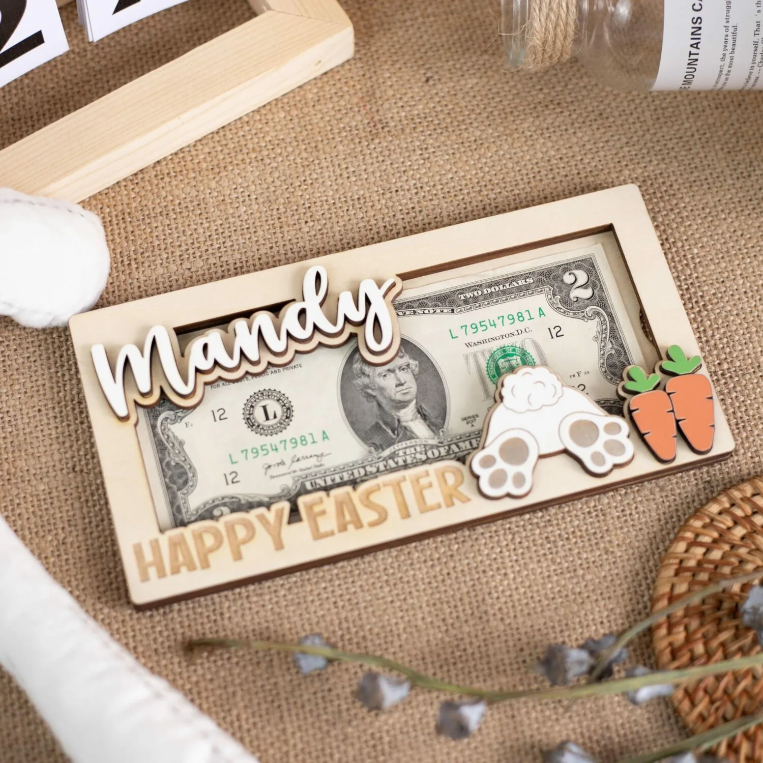 Personalized Bunny Money Bag | Fun Easter Gifts for All Ages | Customizable Easter Bunny Money Bag | Personalized Wooden Souvenir - Image 10