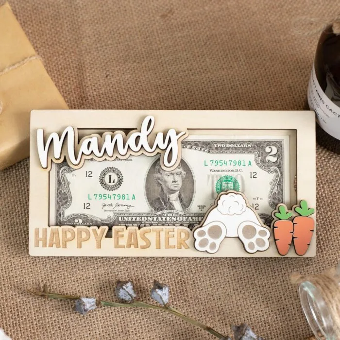 Personalized Bunny Money Holder - Cute Easter Cash Gift Keepsake