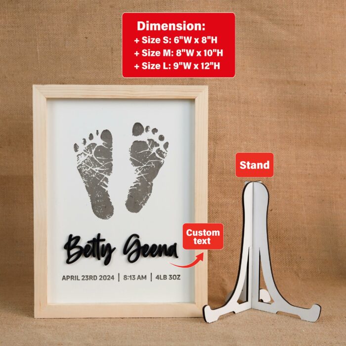 Personalized Engraved Baby Footprint Frame | Engraved Wooden Gifts for Newborns | Personalized Keepsake Ornaments - Image 2