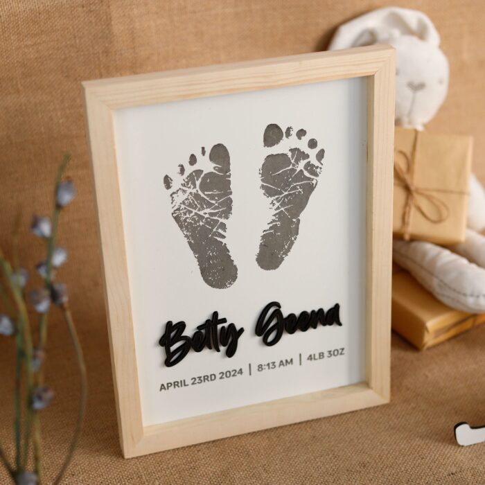 Personalized Engraved Baby Footprint Frame | Engraved Wooden Gifts for Newborns | Personalized Keepsake Ornaments - Image 11