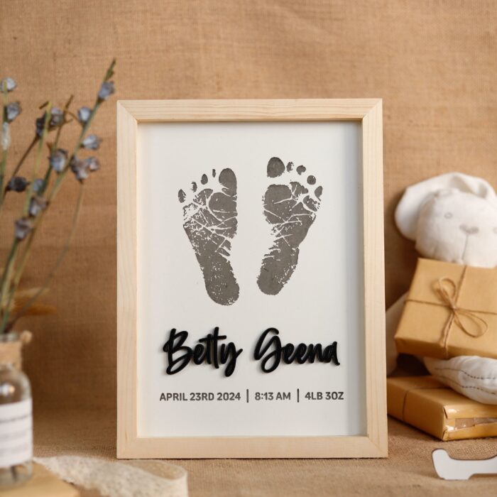 Personalized Engraved Baby Footprint Frame | Engraved Wooden Gifts for Newborns | Personalized Keepsake Ornaments - Image 7