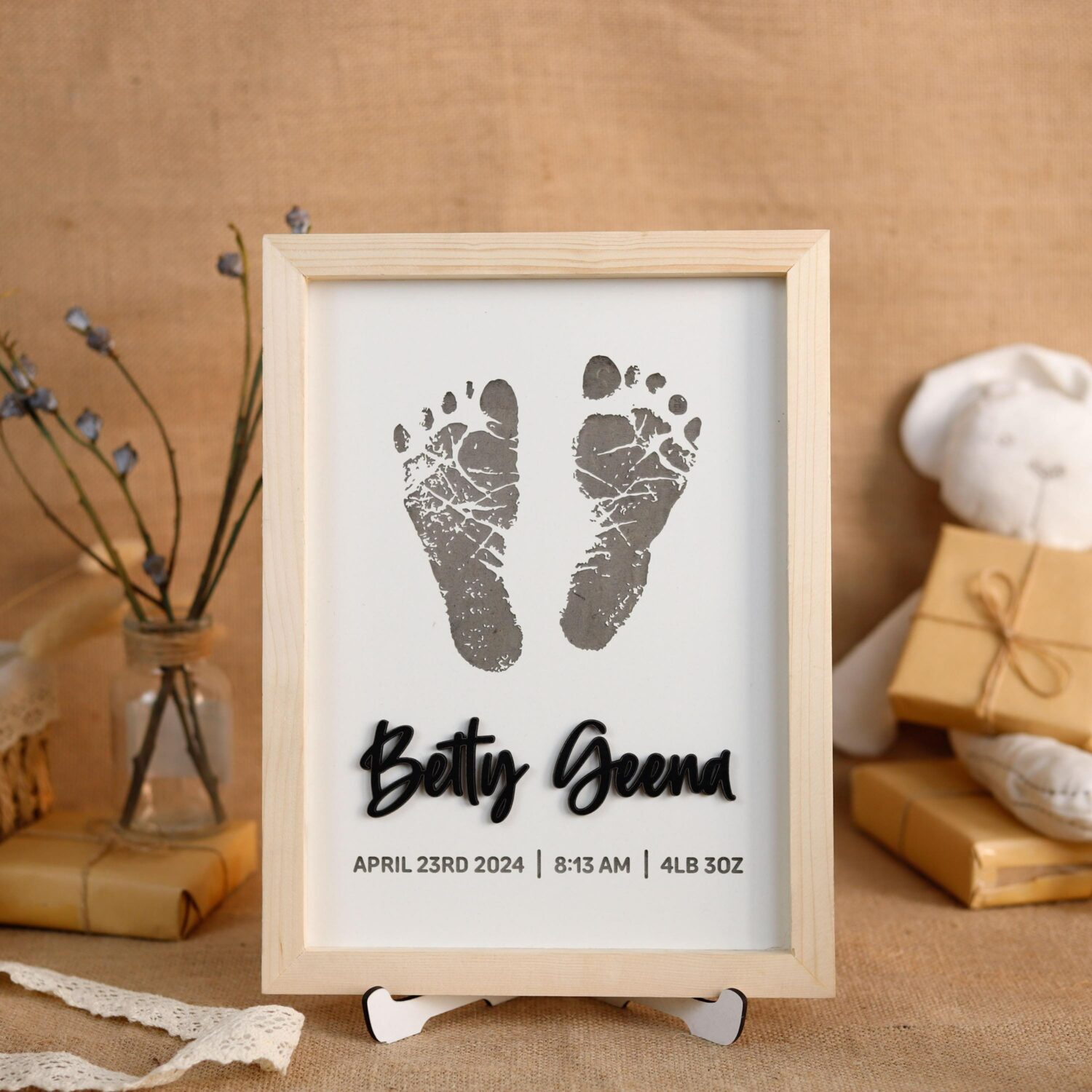 Personalized Engraved Newborn Footprint Frame - A Timeless Baby Keepsake