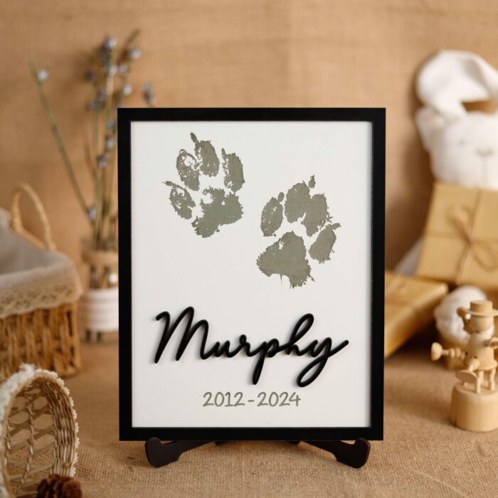 Custom Paw Print Engraved Sign with Pet Name - Personalized Pet Memorial Keepsake