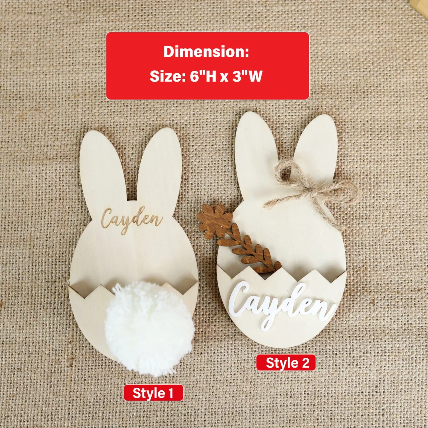 Personalized Easter Basket Tags | Custom Bunny Name Tags for Easter & Spring Gifts | Personalized Bunny Accents for Any Celebration | Custom Wooden Bunny Ornaments - Image 2