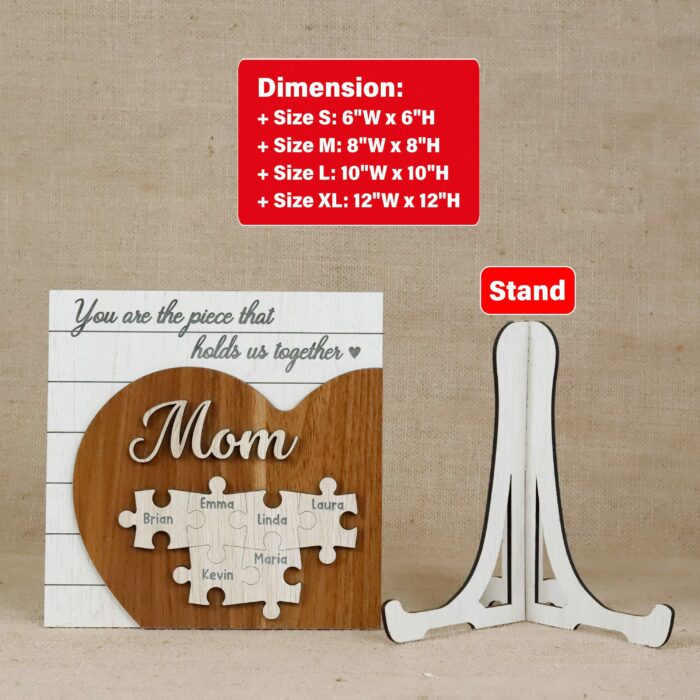 Custom Mom & Grandma 3D Heart Puzzle Sign | Personalized Wooden Keepsake With Names & Messages | Handcrafted Gift For Mother's Day, Birthdays, Anniversaries - Image 10