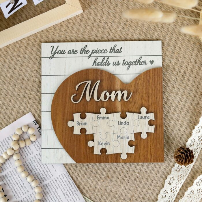 Custom Mom & Grandma 3D Heart Puzzle Sign | Personalized Wooden Keepsake With Names & Messages | Handcrafted Gift For Mother's Day, Birthdays, Anniversaries - Image 9