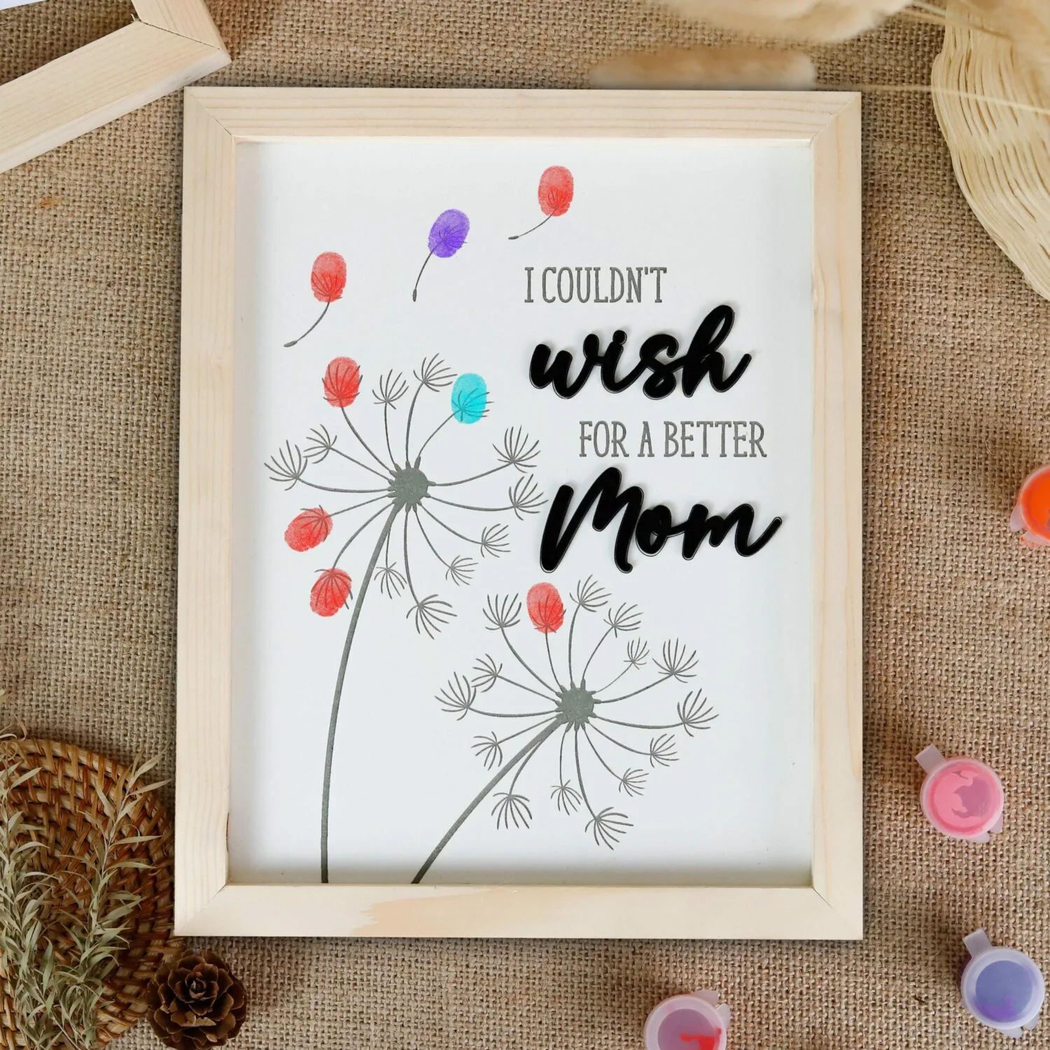 Personalized Dandelion Fingerprint Art Sign - A Mother’s Day Wish Keepsake