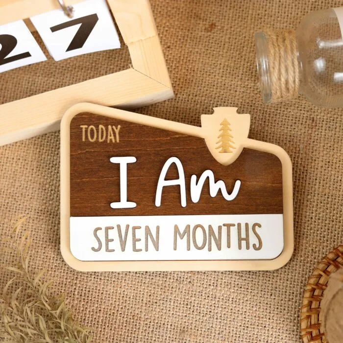 Personalized National Park Birth Monthly Flower Sign - Custom Wooden Baby Keepsake