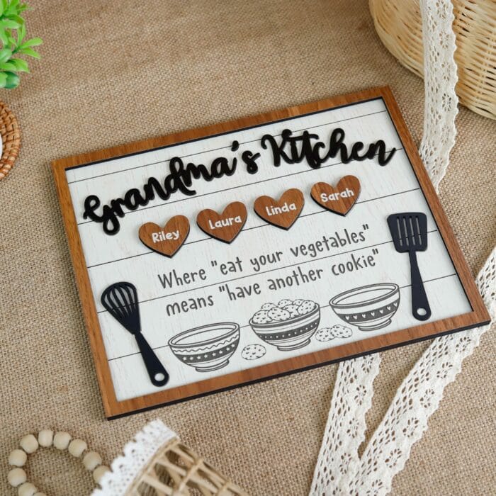 Personalized Grandma Nana Bakery Wooden Sign| Custom Kitchen Decor With Nicknames & Family Names | Rustic Handcrafted Gift For Baking Lovers - Image 9