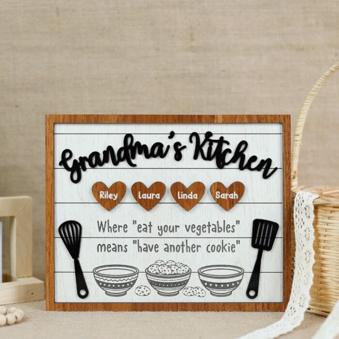 Personalized Grandma Nana Bakery Wooden Sign| Custom Kitchen Decor With Nicknames & Family Names | Rustic Handcrafted Gift For Baking Lovers - Image 5