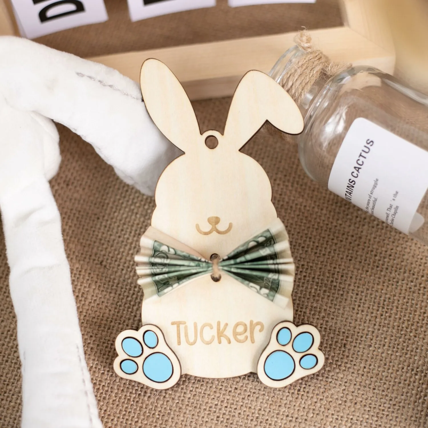 Personalized Easter Basket Name Tags - Custom Wooden Bunny Gift Tags