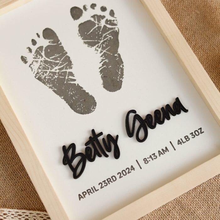 Personalized Engraved Baby Footprint Frame | Engraved Wooden Gifts for Newborns | Personalized Keepsake Ornaments - Image 9