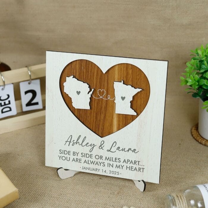 Personalised 3D Wooden Long Distance Love Sign | Custom Keepsake for Couples | Romantic Wall Art & Gift - Image 8