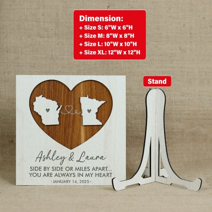 Personalised 3D Wooden Long Distance Love Sign | Custom Keepsake for Couples | Romantic Wall Art & Gift - Image 5