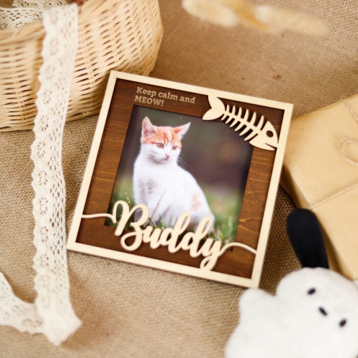 Personalized Cat Photo Frame with Engraved Name | Custom Wooden Keepsake Gift For Cat Lovers & Memorial - Image 7