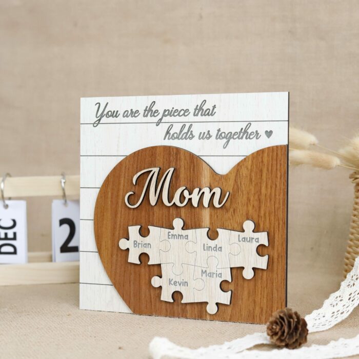 Custom Mom & Grandma 3D Heart Puzzle Sign | Personalized Wooden Keepsake With Names & Messages | Handcrafted Gift For Mother's Day, Birthdays, Anniversaries - Image 8