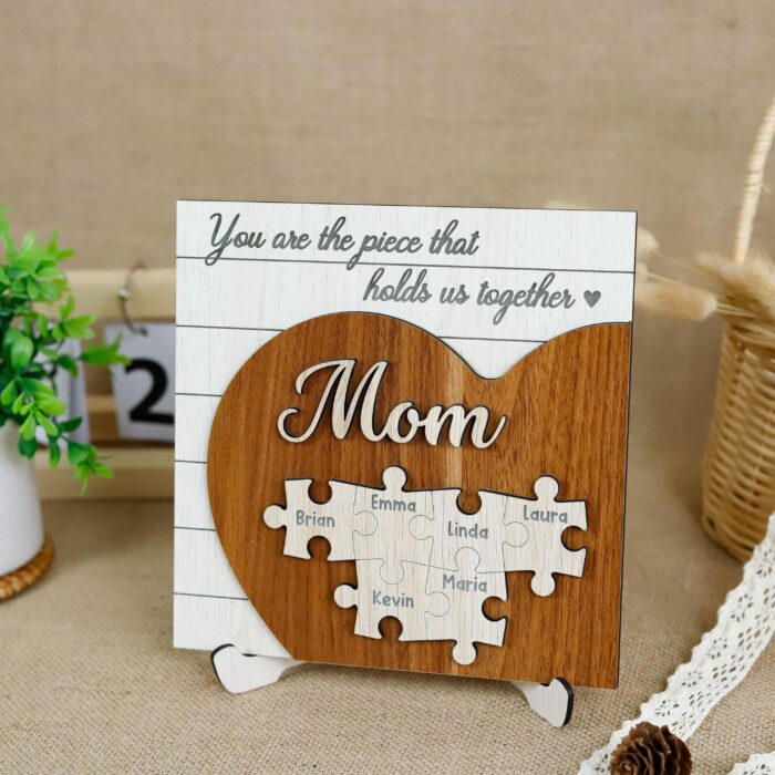 Custom Mom & Grandma 3D Heart Puzzle Sign | Personalized Wooden Keepsake With Names & Messages | Handcrafted Gift For Mother's Day, Birthdays, Anniversaries - Image 7