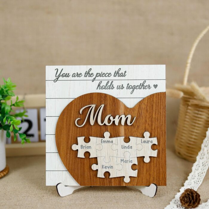 Custom Mom & Grandma 3D Heart Puzzle Sign | Personalized Wooden Keepsake With Names & Messages | Handcrafted Gift For Mother's Day, Birthdays, Anniversaries - Image 4