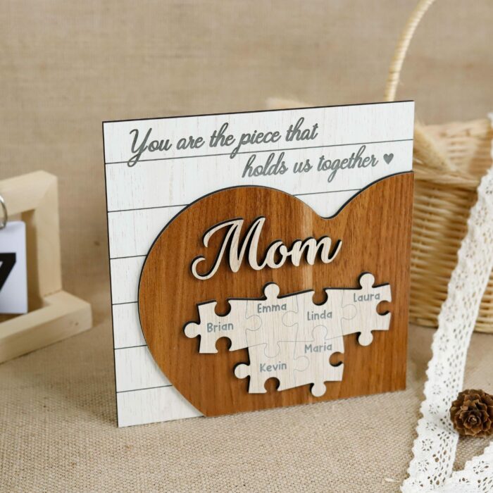 Custom Mom & Grandma 3D Heart Puzzle Sign | Personalized Wooden Keepsake With Names & Messages | Handcrafted Gift For Mother's Day, Birthdays, Anniversaries - Image 3