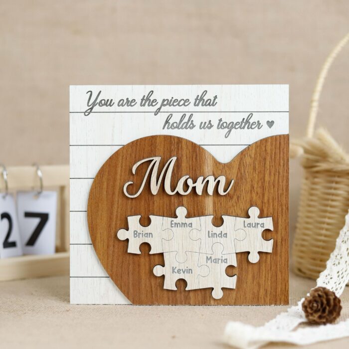 Custom Mom & Grandma 3D Heart Puzzle Sign - Personalized Mother’s Day Appreciation Gift