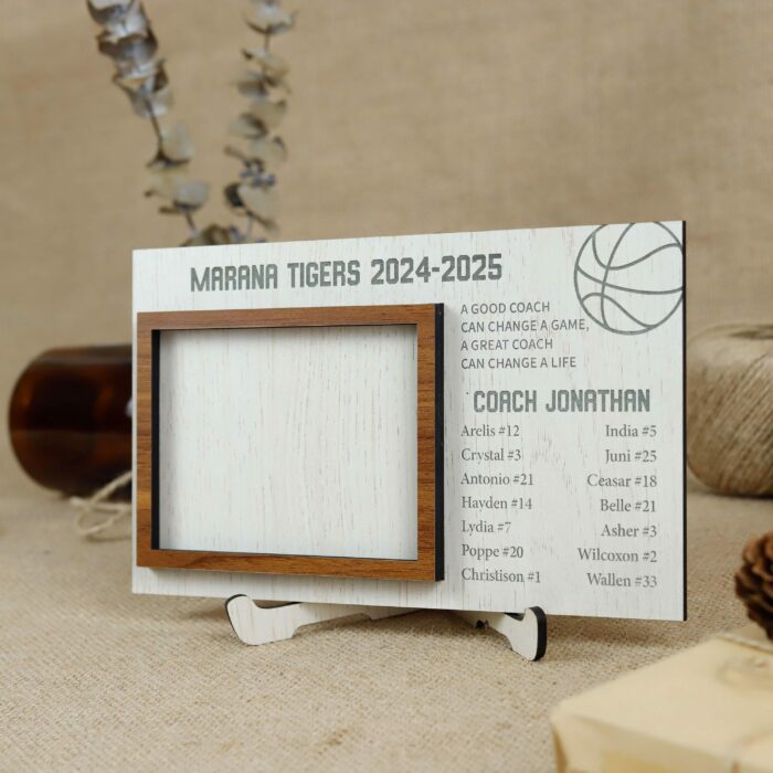 Custom Basketball Photo Frame for Coaches | Personalized Wood Frame with Team Picture | Coach Appreciation Gift - Image 5