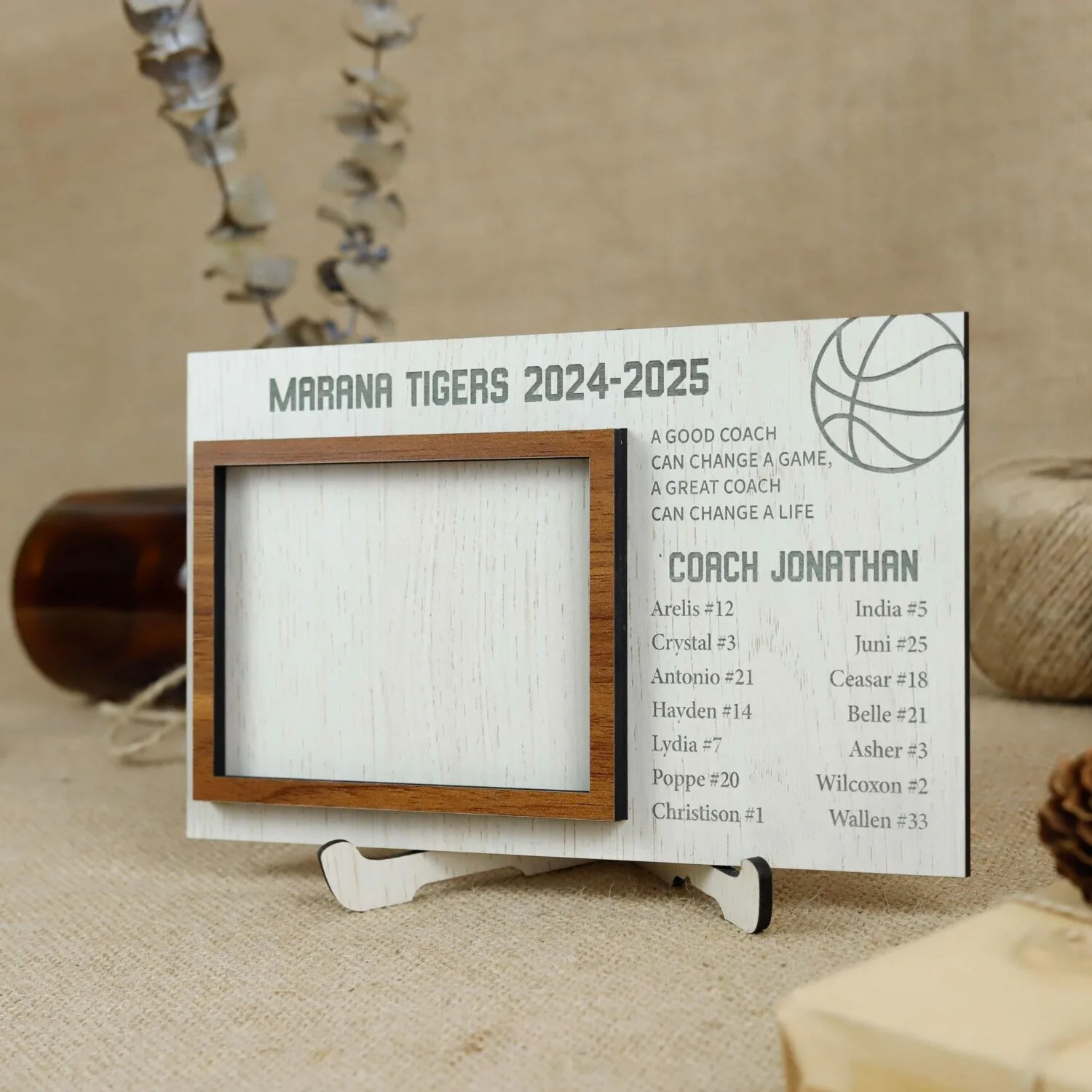 Custom Basketball Photo Frame for Coaches | Personalized Wood Frame with Team Picture | Coach Appreciation Gift - Image 5