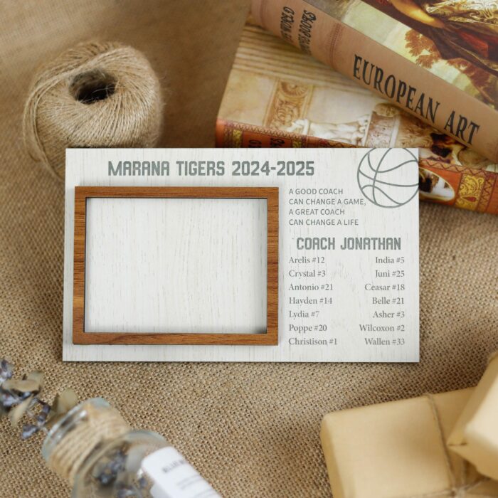 Custom Basketball Photo Frame for Coaches | Personalized Wood Frame with Team Picture | Coach Appreciation Gift - Image 3