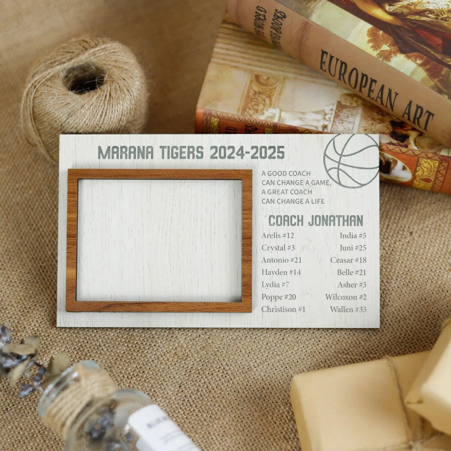 Custom Basketball Photo Frame for Coaches | Personalized Wood Frame with Team Picture | Coach Appreciation Gift - Image 3