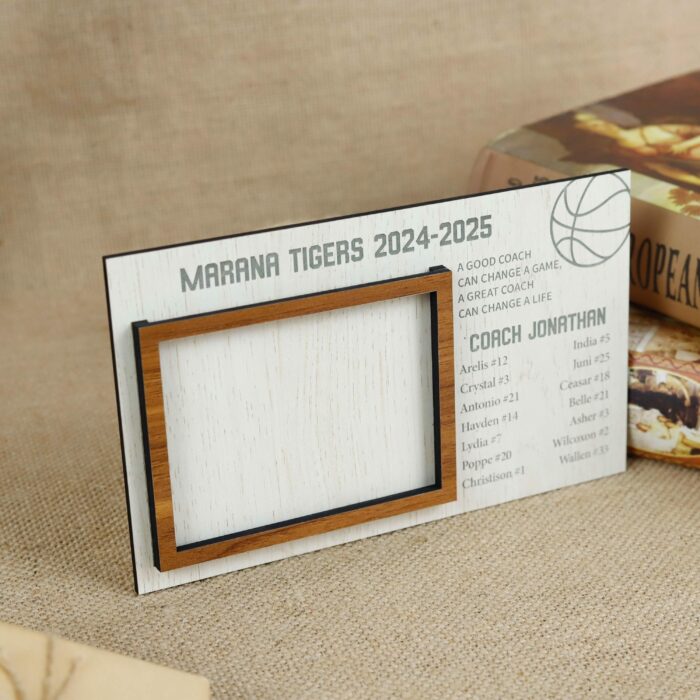 Custom Basketball Photo Frame for Coaches | Personalized Wood Frame with Team Picture | Coach Appreciation Gift - Image 4