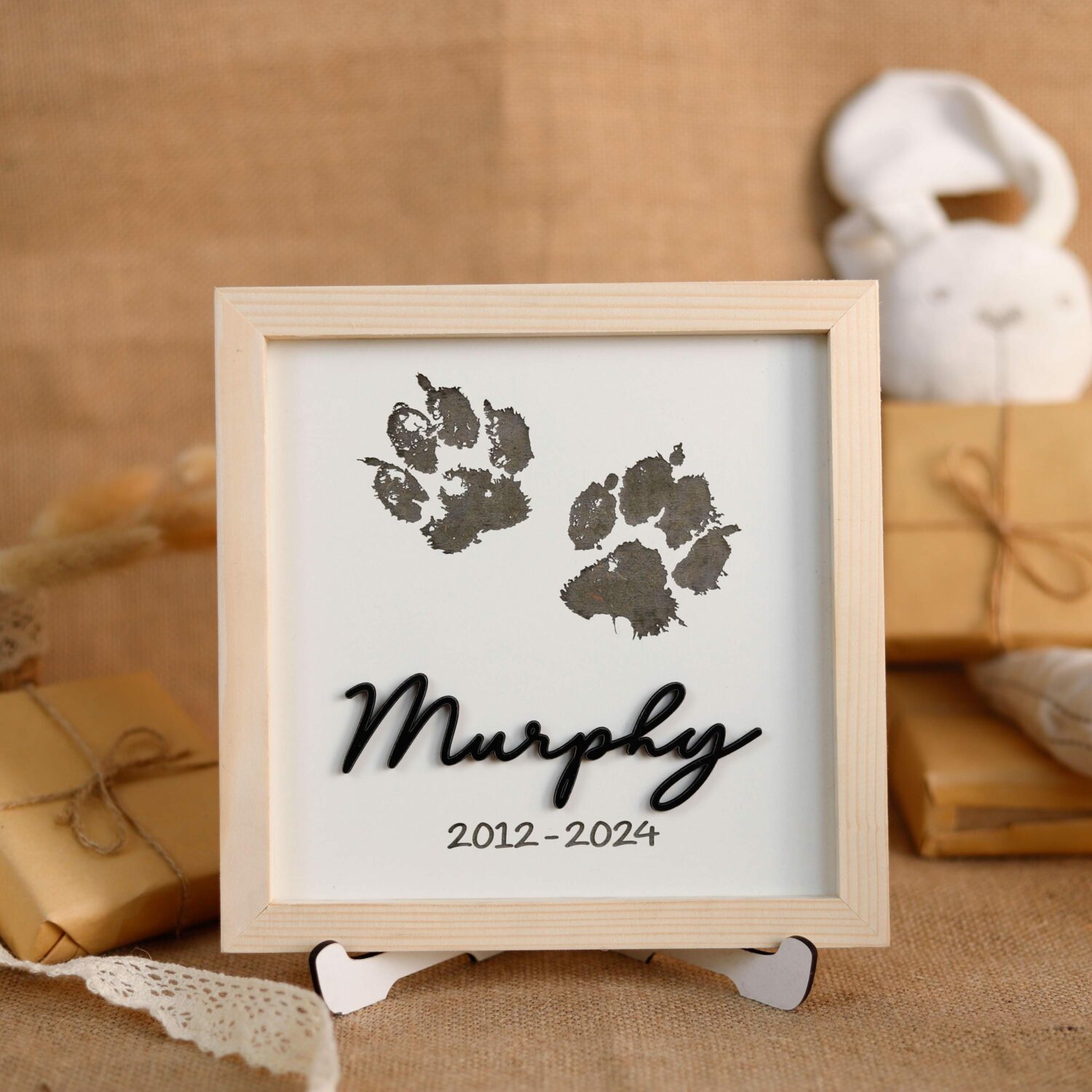 Custom Engraved Pet Paw Print Sign from Photo - Personalized Pet Memorial Keepsake