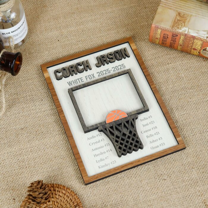 Basketball Coach Appreciation Plaque | Custom Wood Sign With Team Name | End-of-Season Gift - Image 3