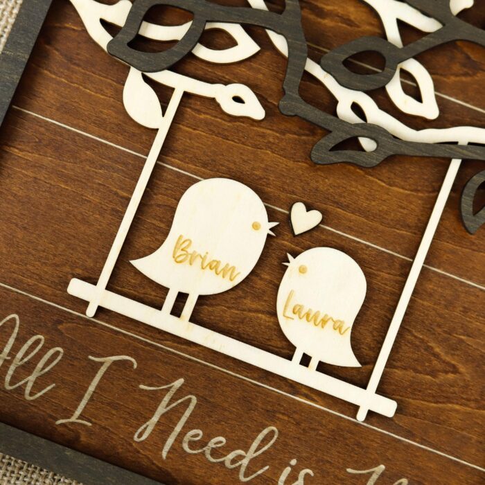 Personalized Love Birds Wooden Sign | Custom Romantic Gift With Names & Love Quote | Anniversary, Wedding, Or Housewarming Keepsake - Image 5