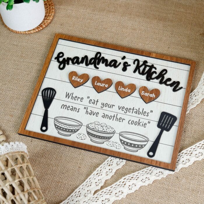 Personalized Grandma Nana Bakery Wooden Sign| Custom Kitchen Decor With Nicknames & Family Names | Rustic Handcrafted Gift For Baking Lovers - Image 4