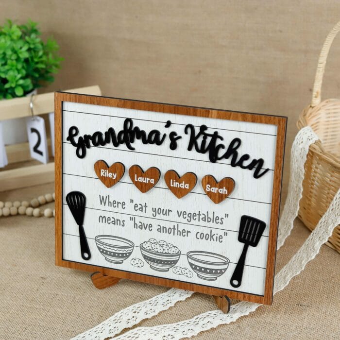 Personalized Grandma Nana Bakery Wooden Sign| Custom Kitchen Decor With Nicknames & Family Names | Rustic Handcrafted Gift For Baking Lovers - Image 3