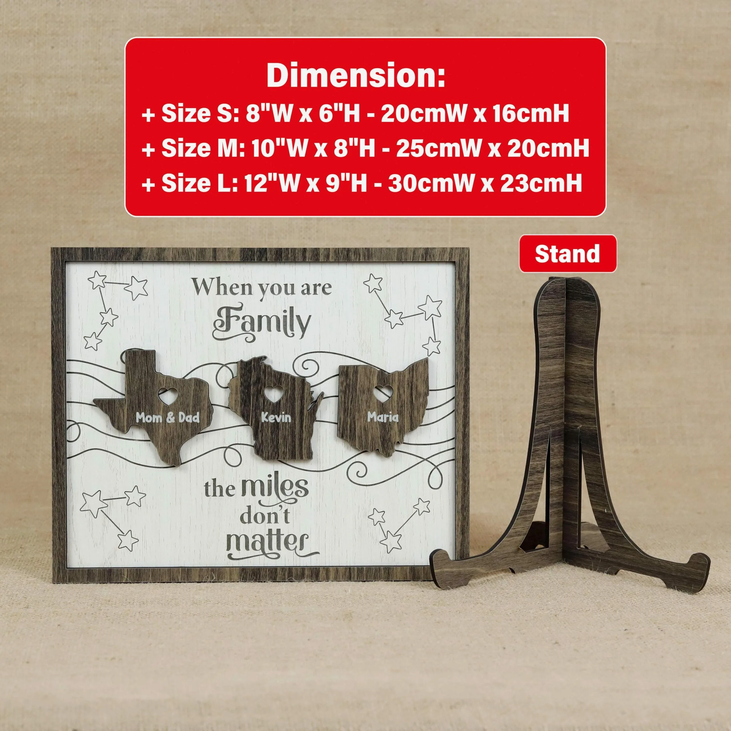 Custom Long Distance Family Wooden Plaques | Personalized Name & State Plaques | Handcrafted MDF Gifts for Couples & Friends Across the Miles - Image 10