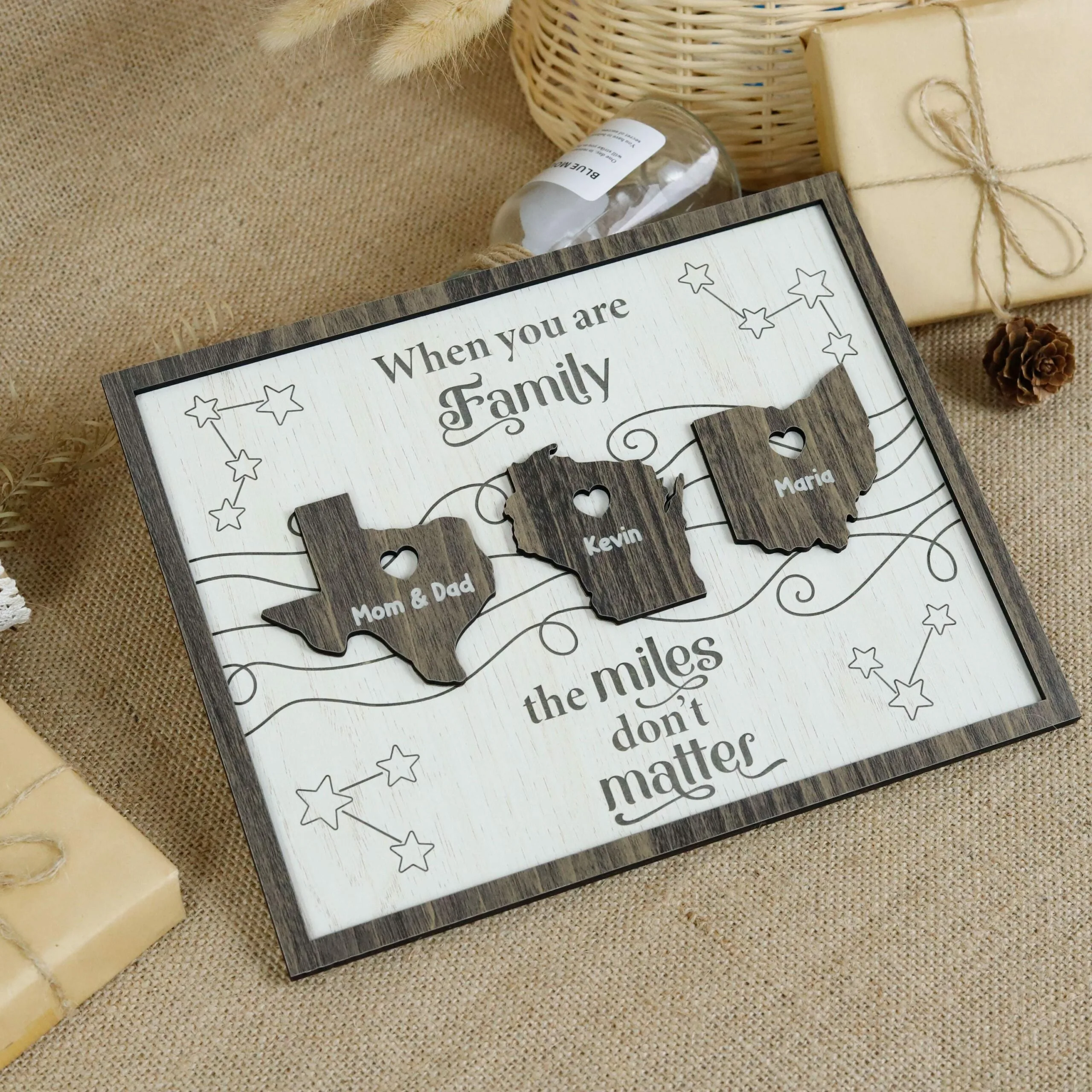 Custom Long Distance Family Wooden Plaques | Personalized Name & State Plaques | Handcrafted MDF Gifts for Couples & Friends Across the Miles - Image 7