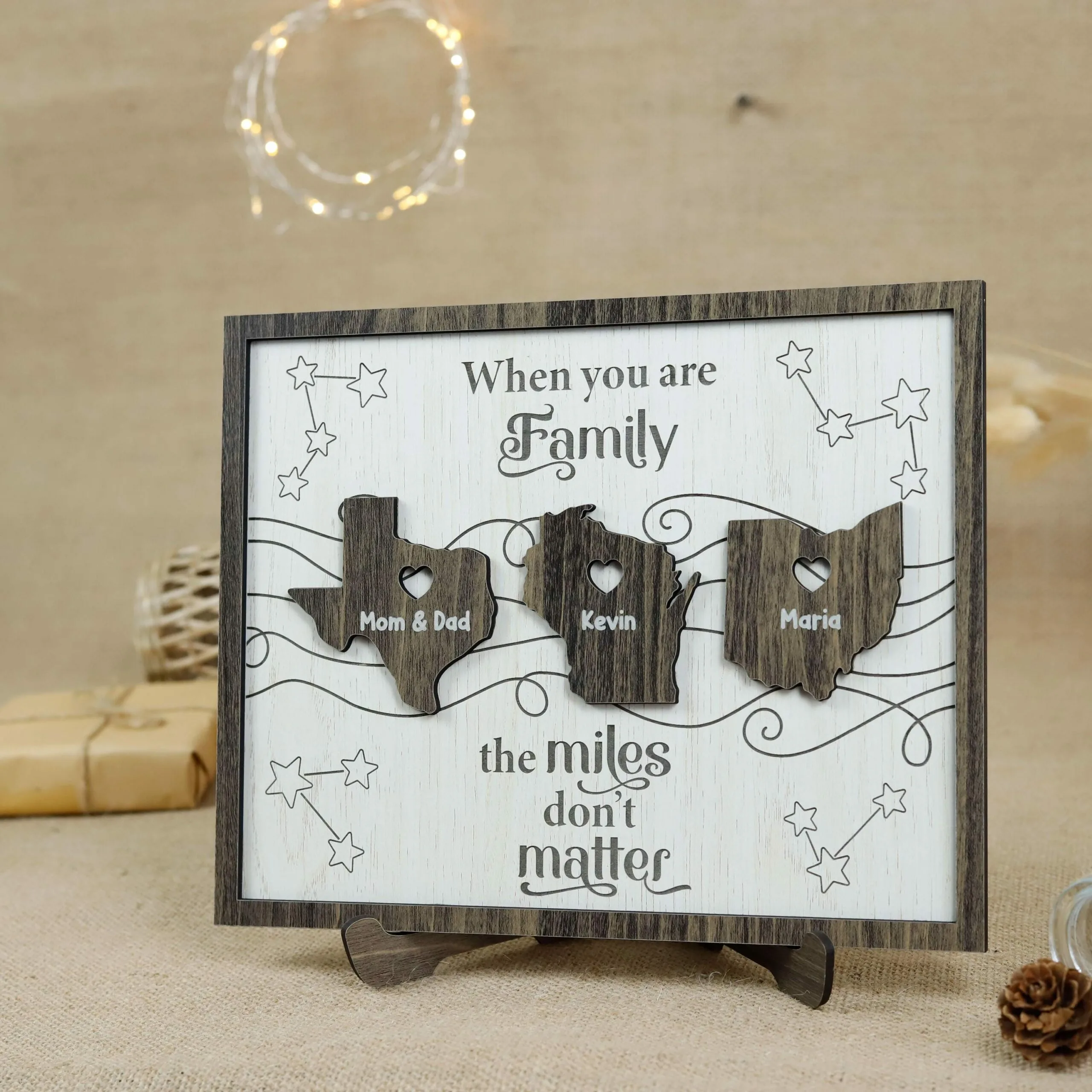 Custom Long Distance Family Wooden Plaques | Personalized Name & State Plaques | Handcrafted MDF Gifts for Couples & Friends Across the Miles - Image 9