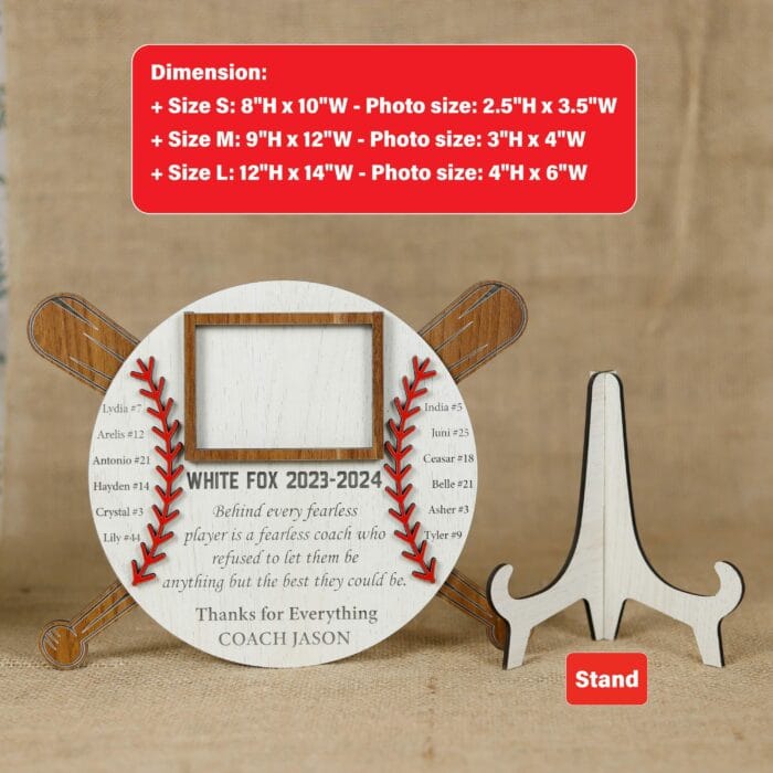 Personalized Baseball Coach Gift Plaque | Custom Team Thank You Keepsake with Multi-Layer Design | End-of-Season & Appreciation Gift - Image 10