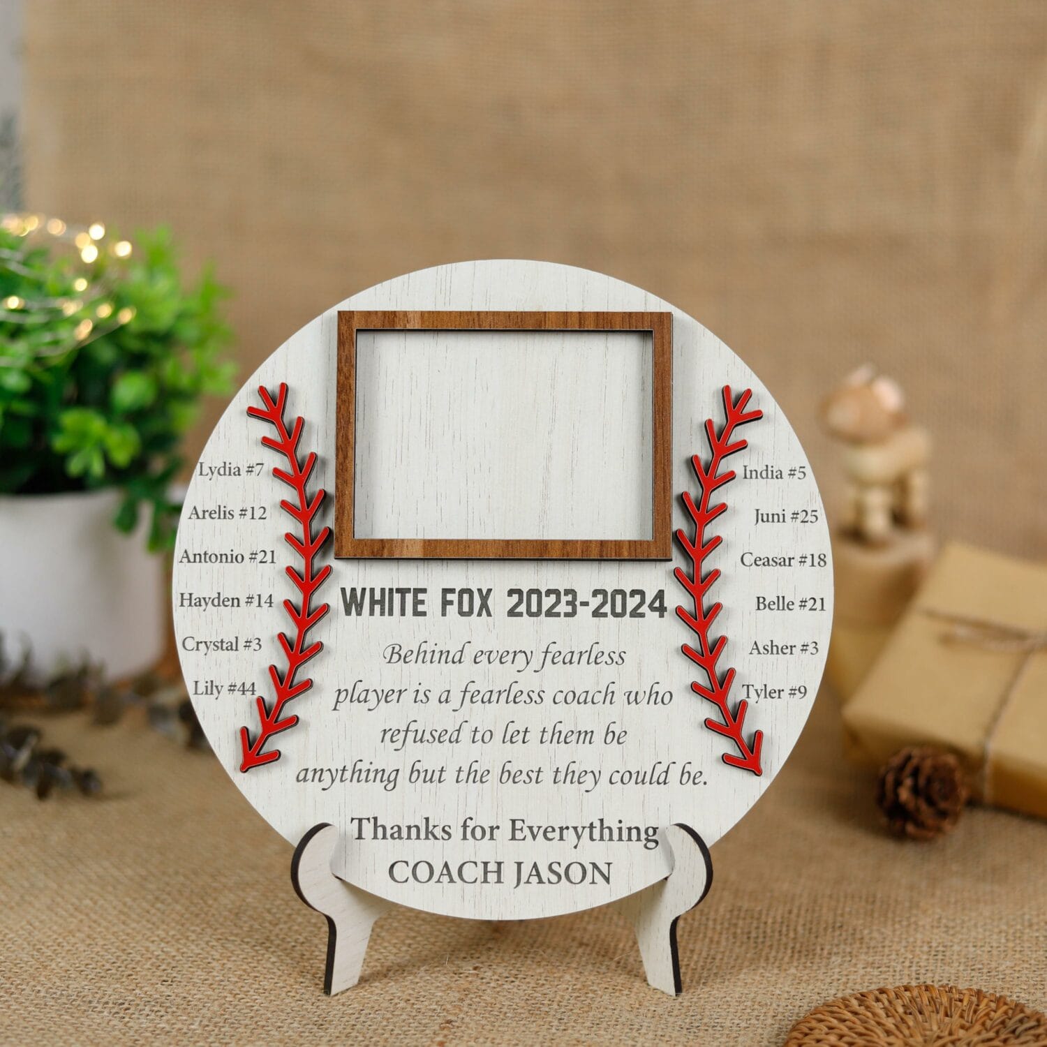 Personalized Baseball Coach Picture Frame - Custom Team Photo Keepsake Gift