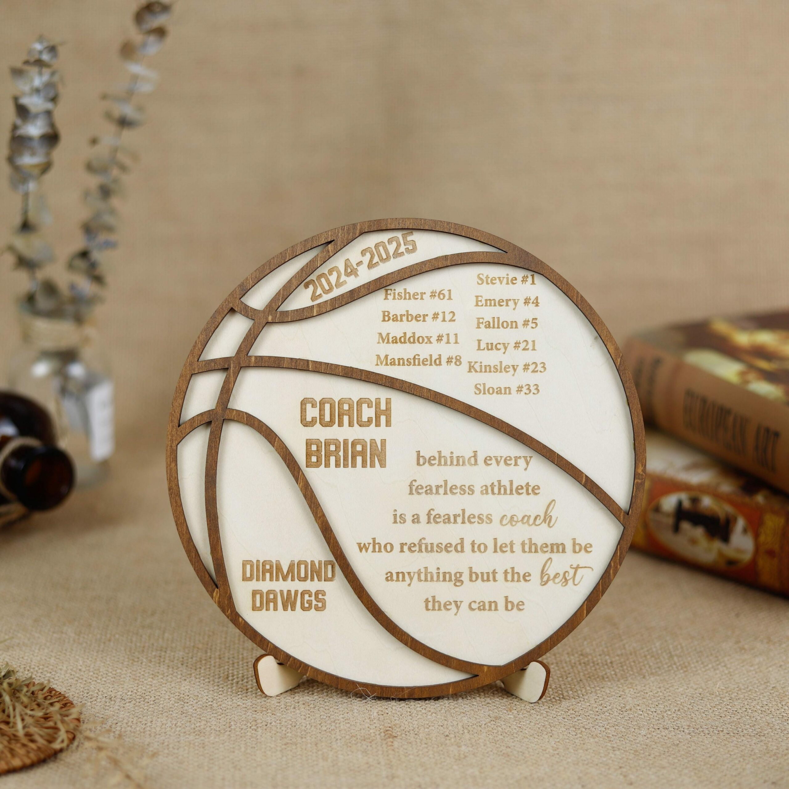 Personalized Basketball Coach Thank You Gift - Custom End-of-Season Plaque