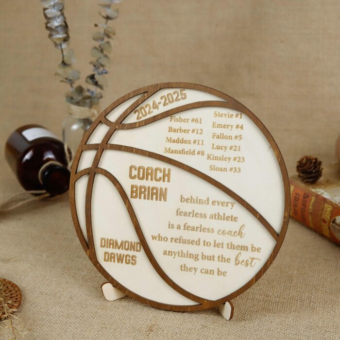 Personalized Basketball Coach Thank You Gift | Custom Wooden Plaque with Team Name | End-of-Season Appreciation & Keepsake - Image 4